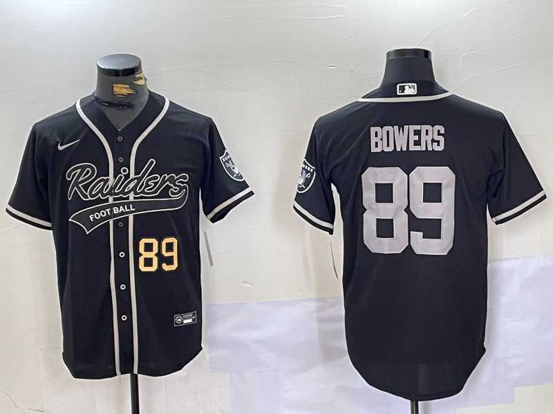 Mens Las Vegas Raiders #89 Brock Bowers Black Cool Base Stitched Baseball Jerseys